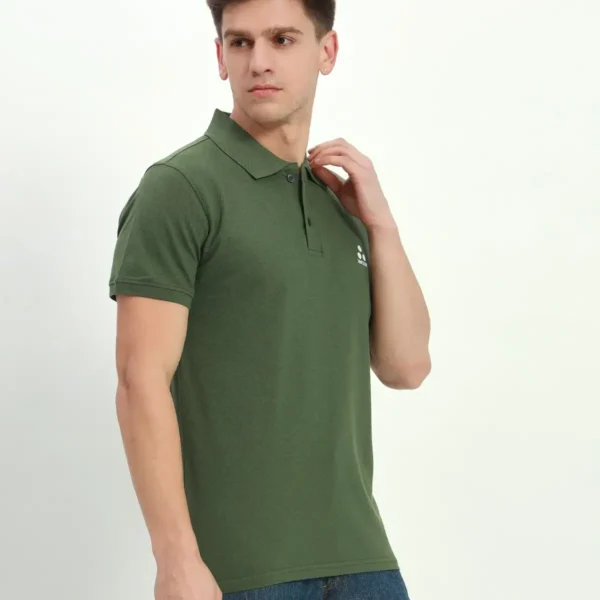 Triple Dot Olive Green Polo T-shirt Cotton