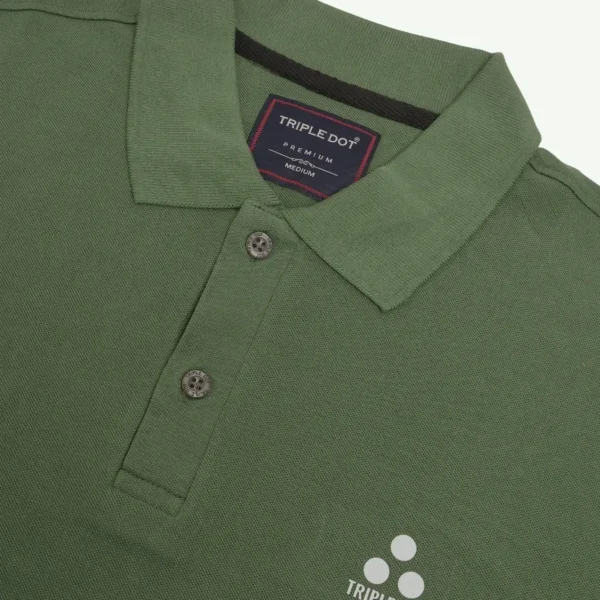 Triple Dot Olive Green Polo T-shirt Cotton